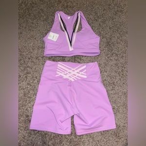 Fabletics Active biker shorts and sports bra. Size-Medium. New with tags.